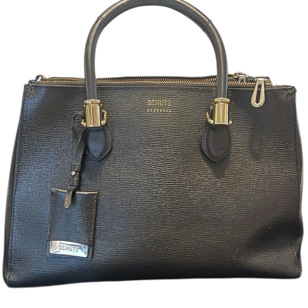 Original Lorena Large Tote by Schutz Black Leather with Gold Hardware